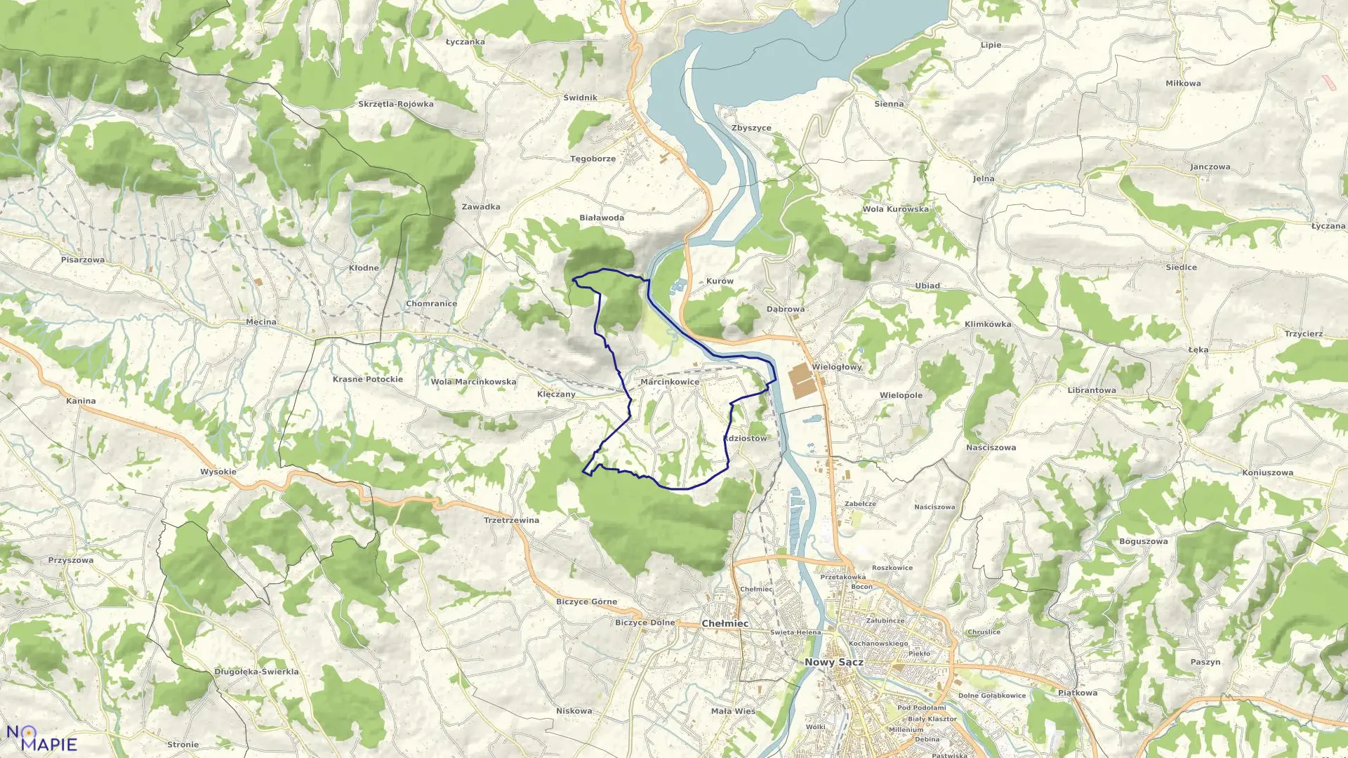 Mapa obrębu Marcinkowice w gminie Chełmiec