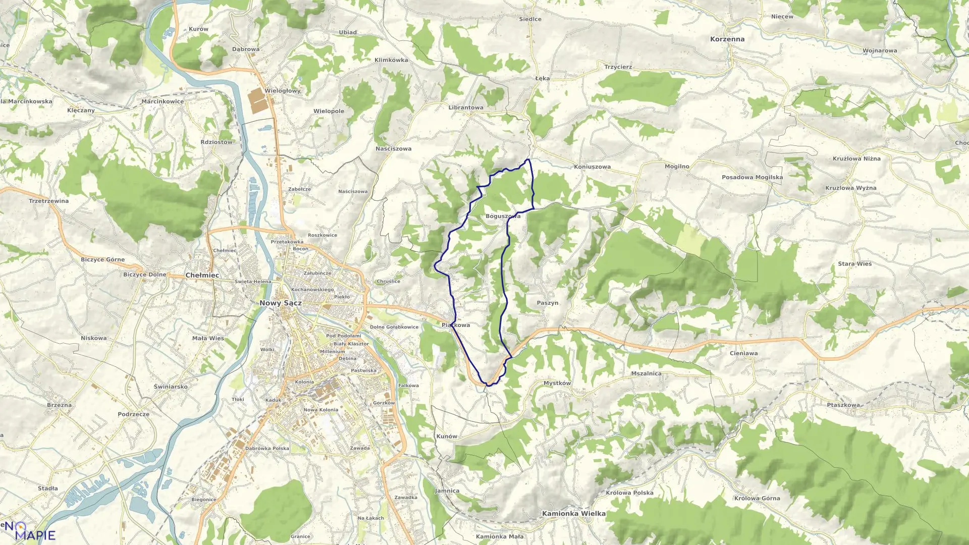 Mapa obrębu Piątkowa w gminie Chełmiec